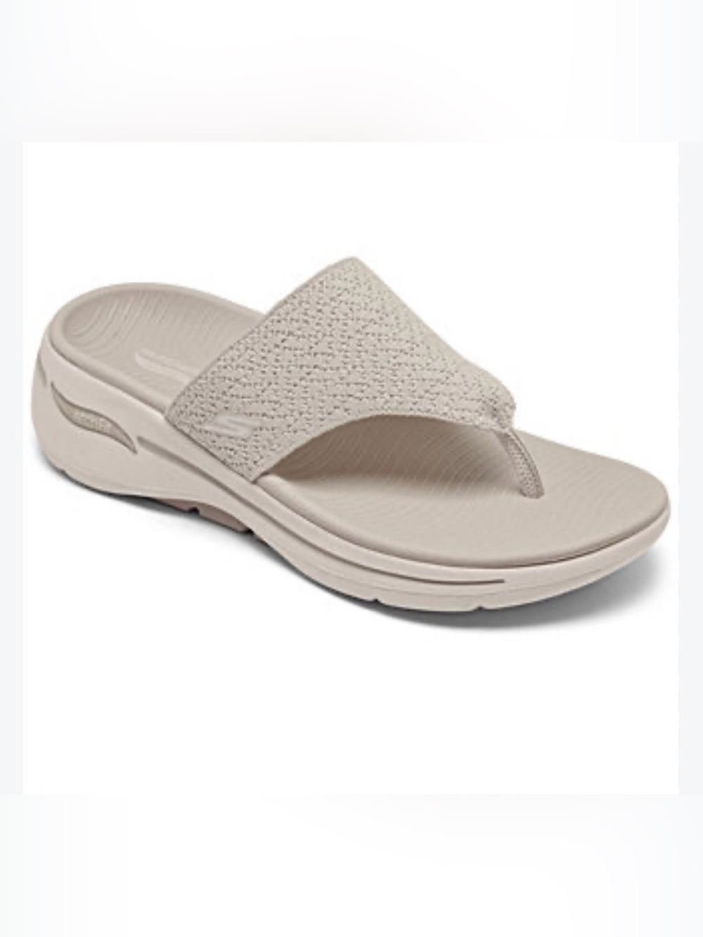 Skechers Women's arch support Knit Toe-Post Sandal Light Beige